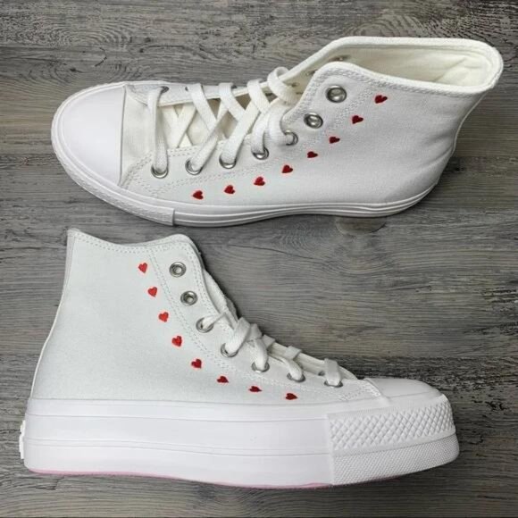 Women’s Converse Valentines Day Platform High White Multi Size - Picture 1 of 6